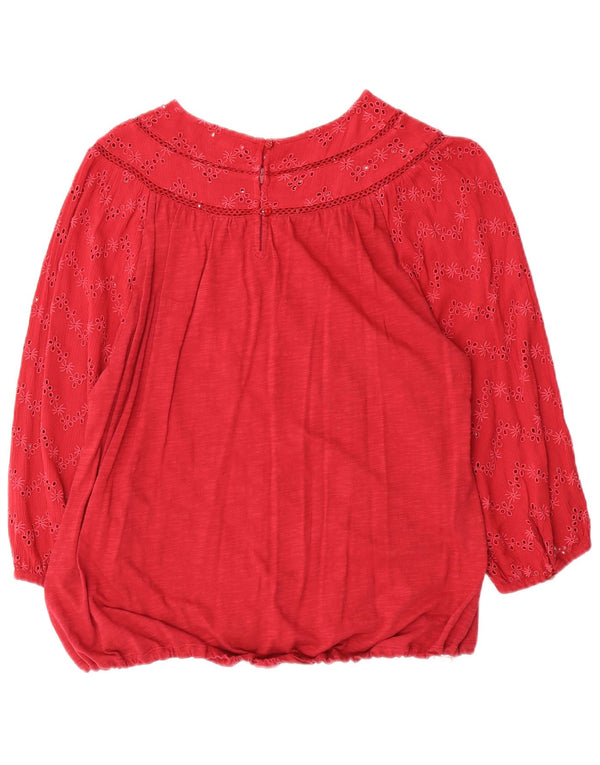 FAT FACE Bluză cu mâneci 3/4 pentru femei UK 14 mare, roșu, bumbac floral