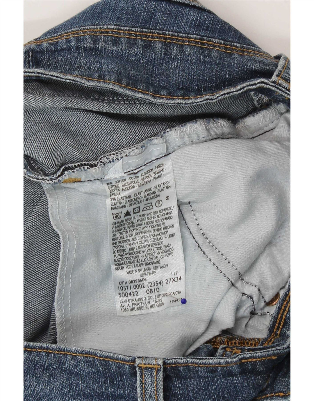 Levi's Jean Slim 571 Femme W27 L34 Bleu Coton