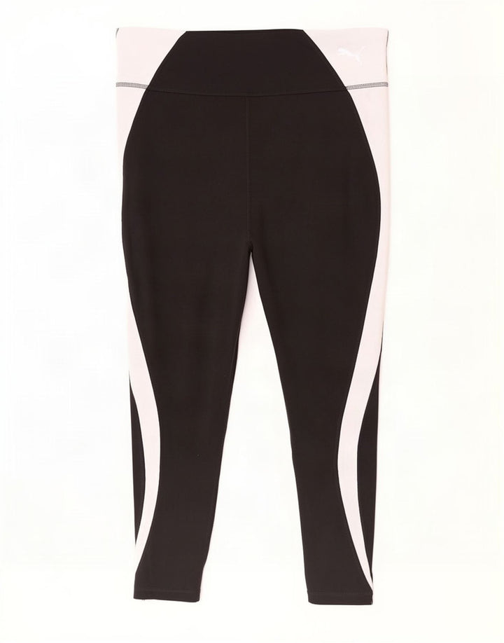 Puma Damen Crop Leggings UK 16 Large Schwarz Colourblock Polyester