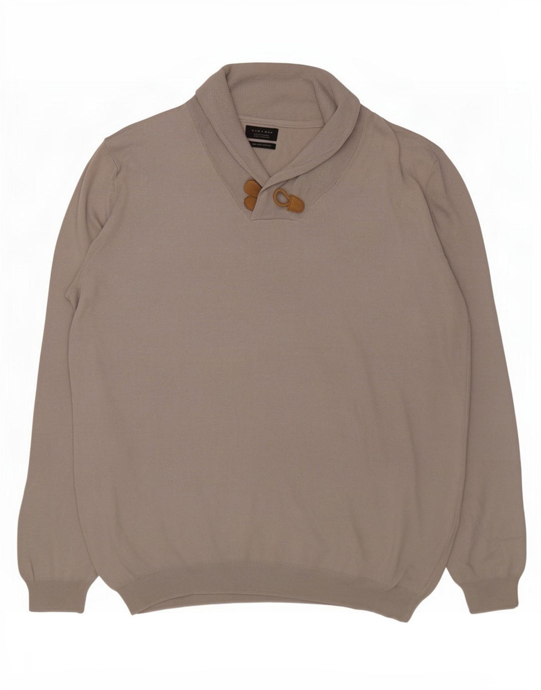 Zara Hombre Jersey Con Cuello Chal Jersey Grande Gris Algodón