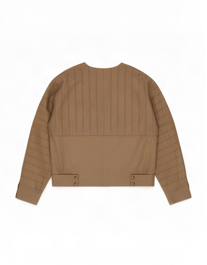 Mabrun Chaqueta De Ante Mujer IT 44 Cuero De Rayas Beige Medio