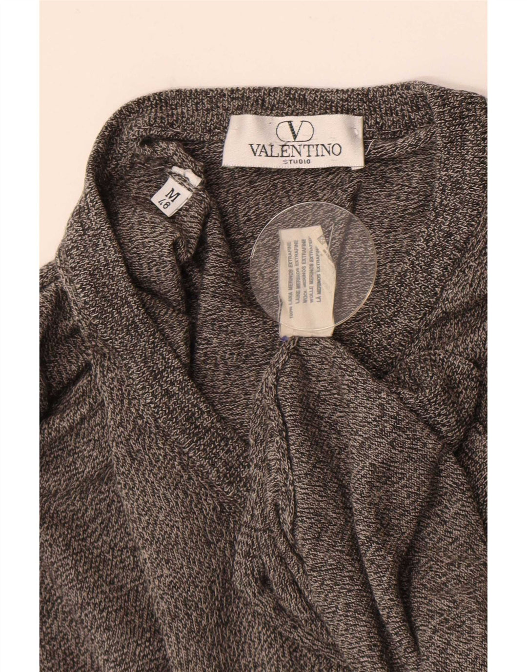Valentino Herre V-hals sweater IT 48 Medium Grå Merinould