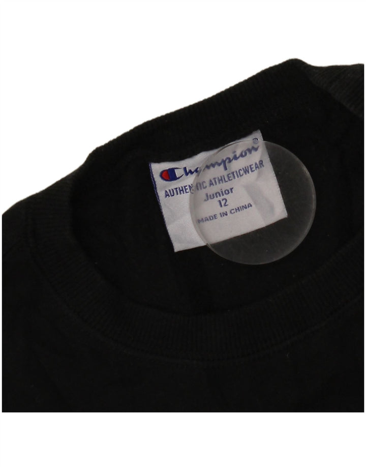 Champion Boys Graphic Sweatshirt Jumper 11-12 Years Black Cotton