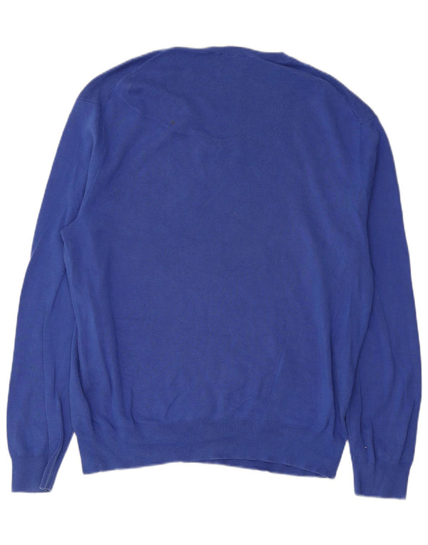 Polo Ralph Lauren Mens Slim Fit V-Neck Jumper Sweater XL Blue Cotton