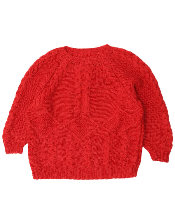vintage Womens Crew Neck Jumper Pull UK 14 Grand Rouge