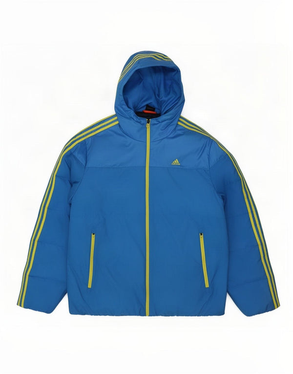 Adidas Herren Wattierte Jacke UK 42 XL Blau Colourblock Polyester