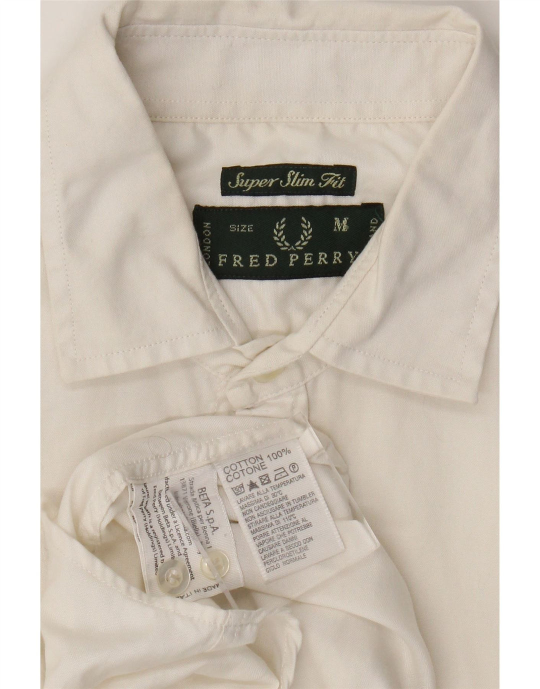 Fred Perry Herre Extra Slim Fit skjorte Medium hvid bomuld