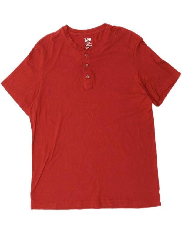 LEE Mens T-Shirt Top XL Burgundy Cotton