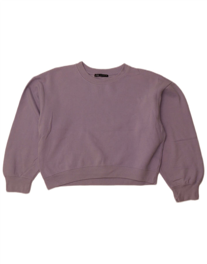 Felpa Corta Oversize Da Donna ZARA Maglione UK 14 Viola Medio