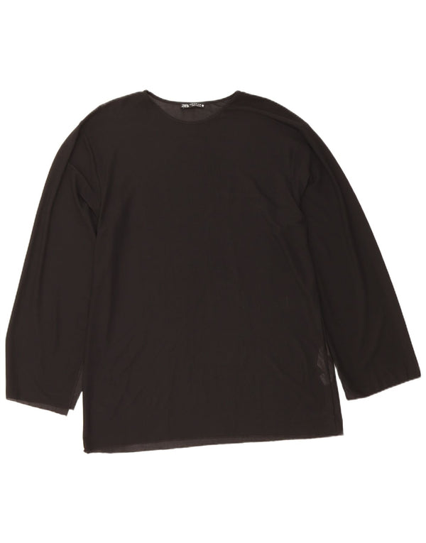 Top Zara da donna a maniche lunghe UK 14 poliestere nero medio