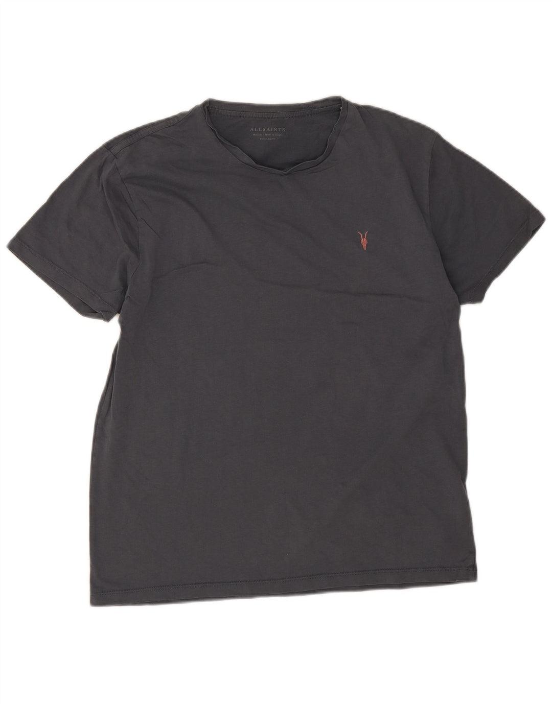 All Saints Mens Regular Fit T-Shirt Top Medium Grey Cotton