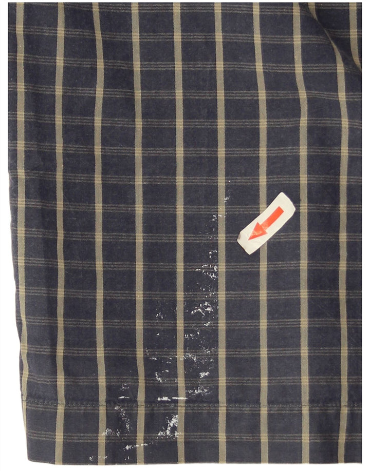 Dickies Mens Short Sleeve Shirt Medium Navy Blue Check Cotton