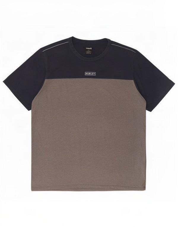 Hurley Mens Nike Dri Fit T-Shirt Top Large Grey Colourblock Cotton