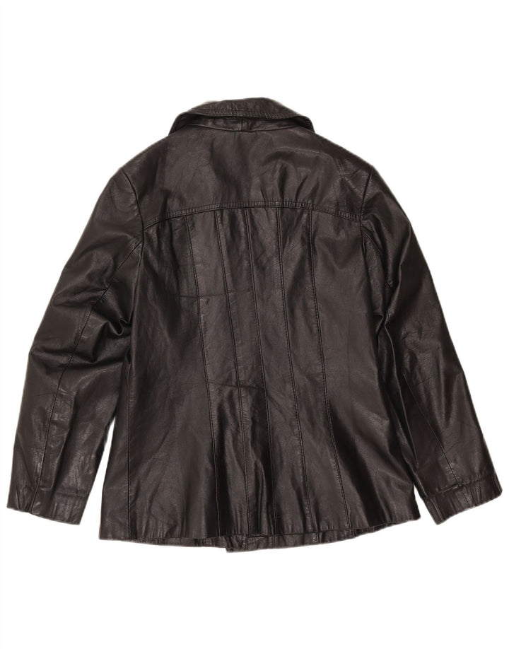 C&A Womens Leather Jacket EU 42 Large Black Leather