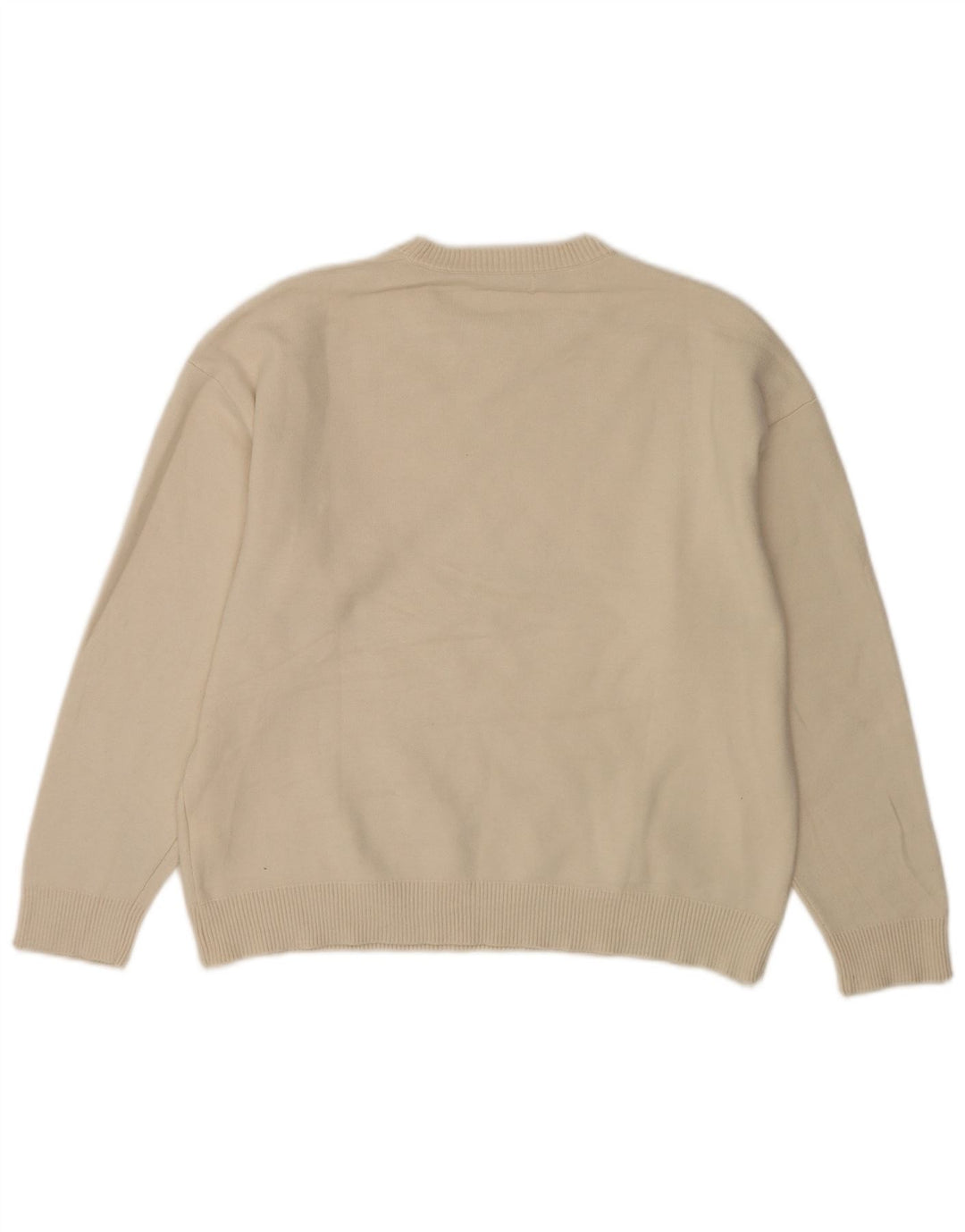 Zara Mens Crew Neck Jumper Sweater Large Beige Viscose