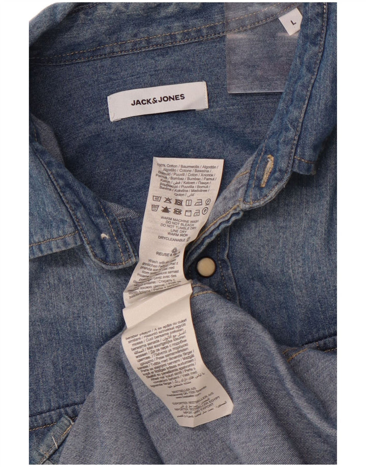JACK & JONES Mens Denim Shirt Large Blue Cotton