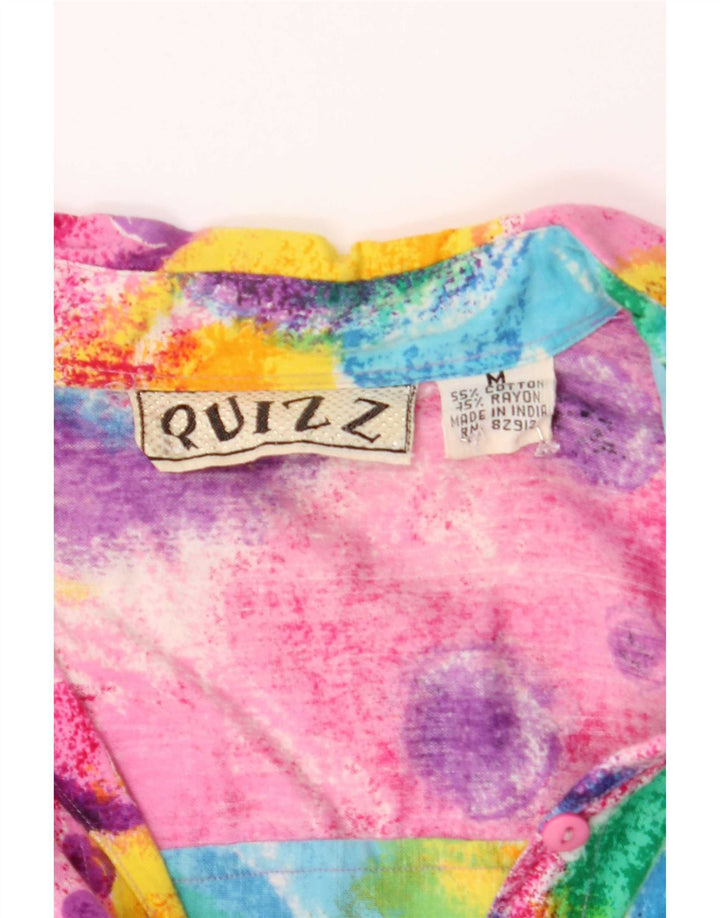 Blusa feminina vintage com estampa abstrata UK 14 média multicolorida