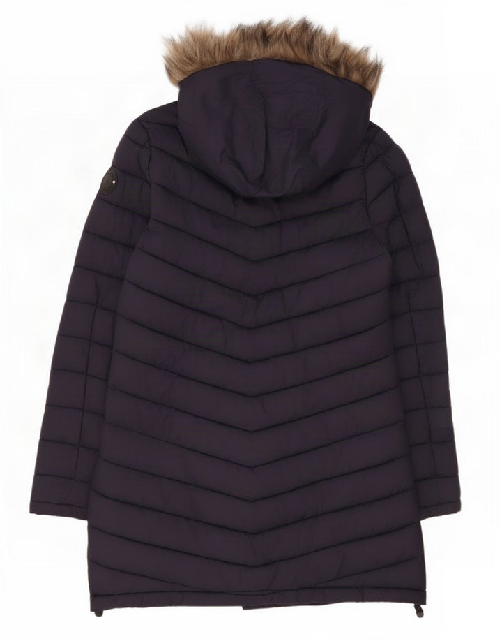 Giacca imbottita con cappuccio da donna Superdry UK 14 nylon blu navy medio