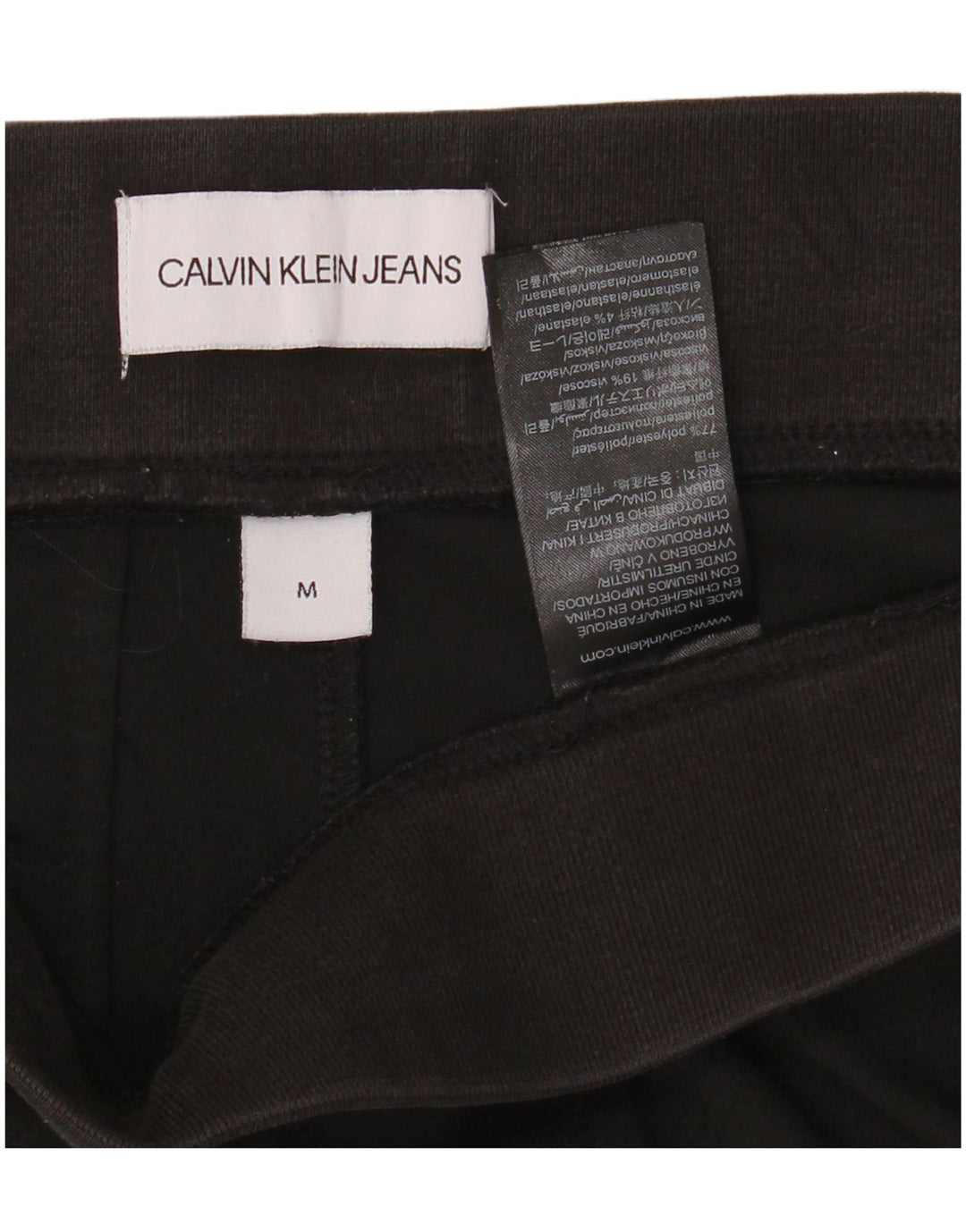 Calvin Klein Mens Graphic Cropped Trousers Medium W32 L25 Black Polyester