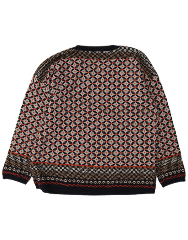 Pulover pentru femei Marks & Spencer cu gât de barcă, UK 20 2XL, roșu, geometric
