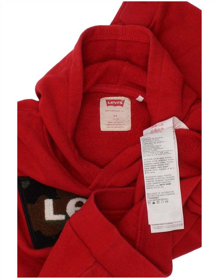 Suéter com capuz gráfico LEVI'S Boys 7-8 anos algodão vermelho