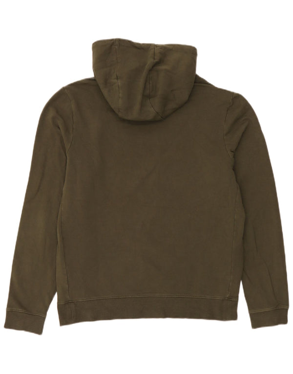 Guess Mens Graphic Hoodie Jumper Medium Khaki Cotton