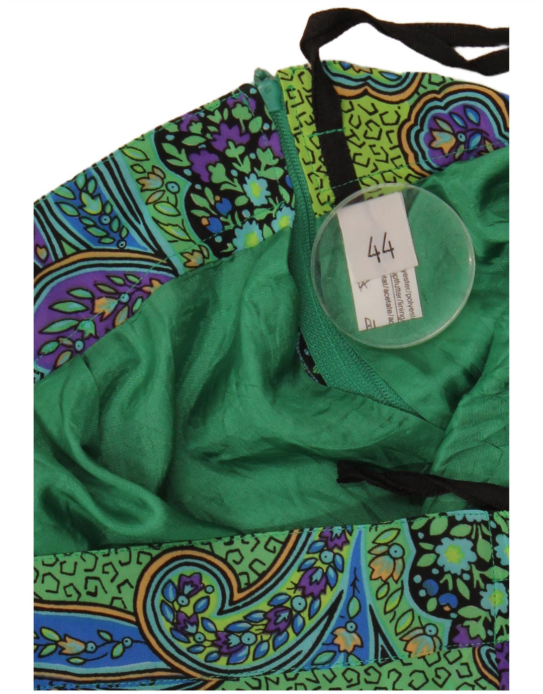 Vintage Womens Pencil Skirt IT 44 Medium W34 Green Paisley Polyester