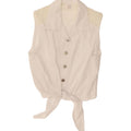 VINTAGE Womens Sleeveless Blouse Top EU 38/40 Medium White Viscose Vintage Vintage and Second-Hand Vintage from Messina Hembry 