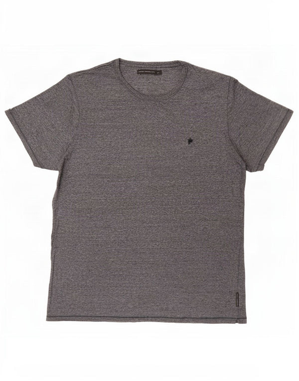 French Connection Mens T-Shirt Top 2XL Grey Pinstripe Cotton