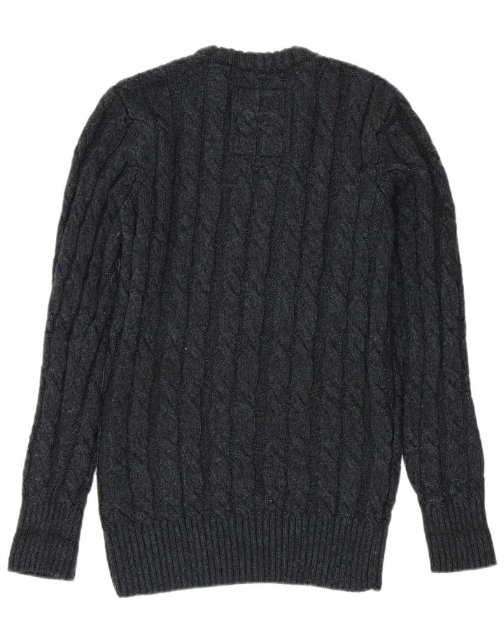 Maglione maglione girocollo da uomo Superdry piccolo in acrilico blu navy