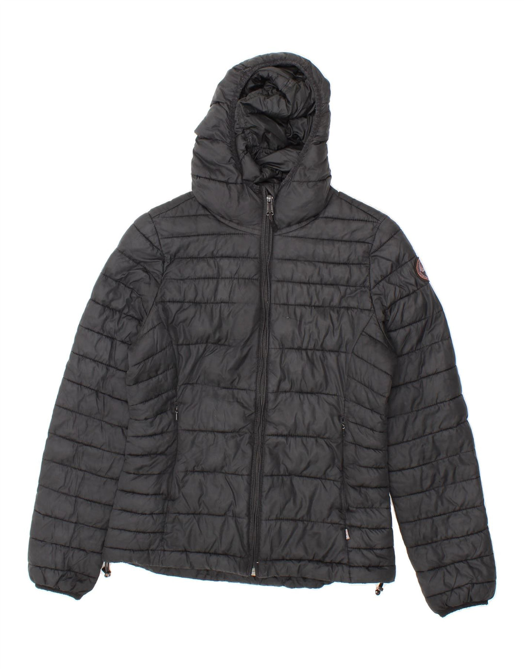 NAPAPIJRI Womens Hooded Padded Jacket UK 10 Small Black Polyamide Vintage Napapijri and Second-Hand Napapijri from Messina Hembry 
