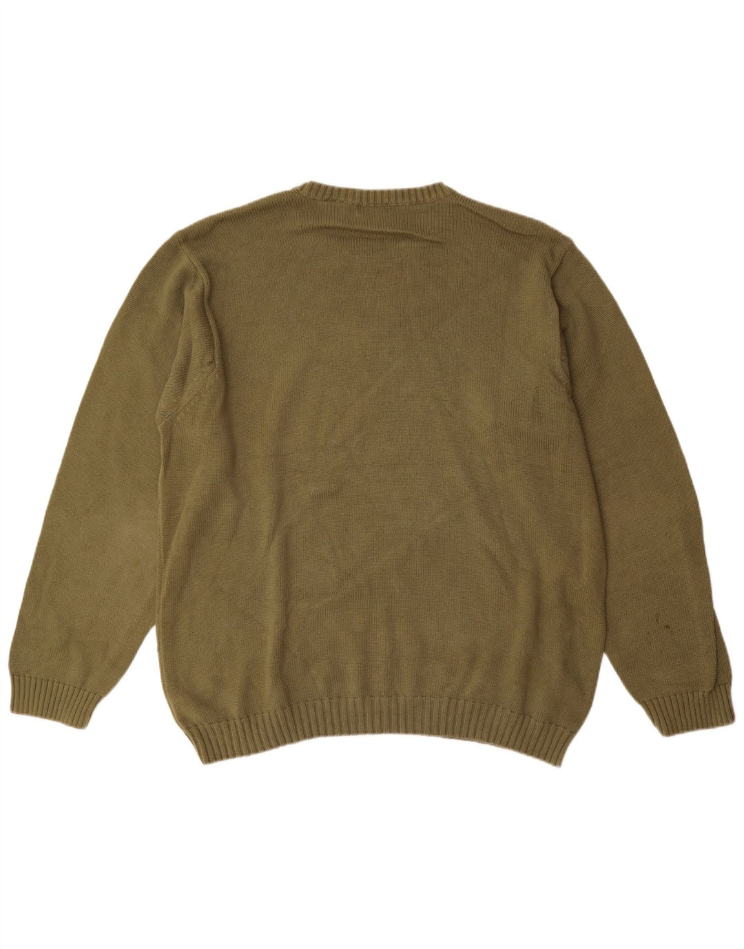 Izod Mens Crew Neck Jumper Sweater XL Khaki Cotton