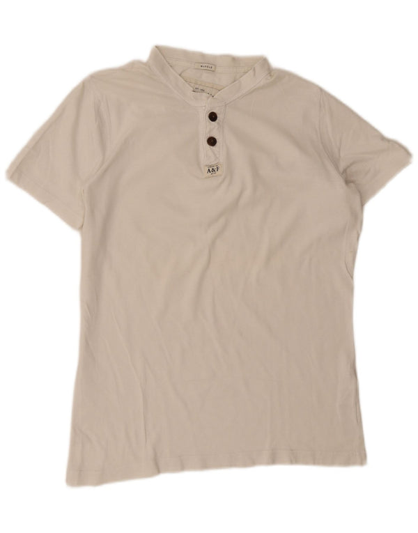 Abercrombie & Fitch Mens Muscle Polo Shirt Large White Cotton