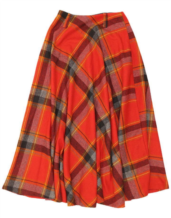 Vintage Womens Flared Skirt W28 Medium Red Plaid