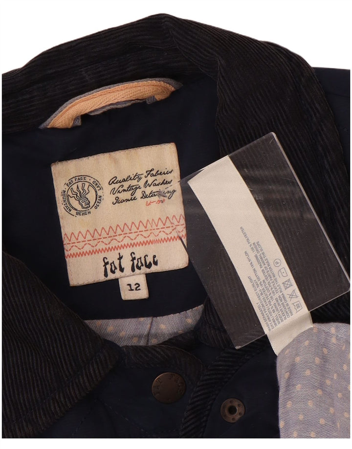 FAT FACE Womens Quilted Jacket UK 12 Medium Navy Blue Polyester