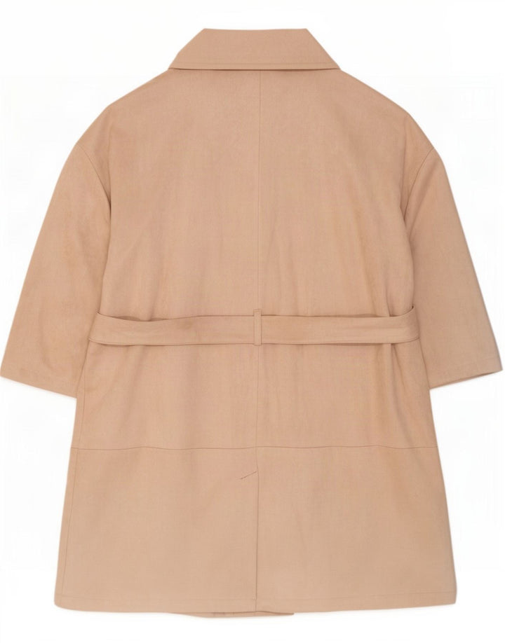 Женское двубортное пальто Marks & Spencer UK 24 4XL Бежевый полиэстер