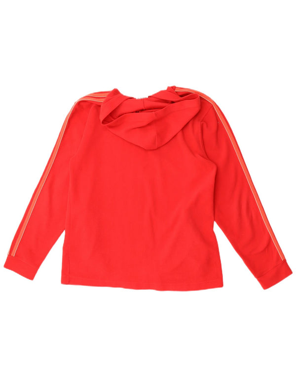 Maglione con cappuccio e zip in pile da donna Adidas UK 14 Large Rosso Poliestere