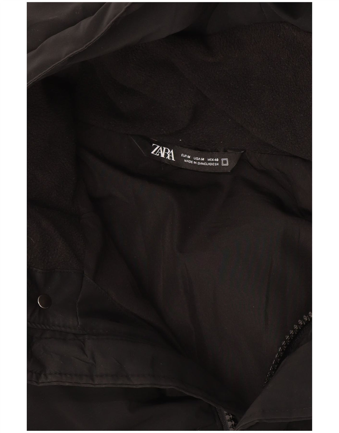 Zara Herre Hooded Polstret Frakke UK 38 Medium Black