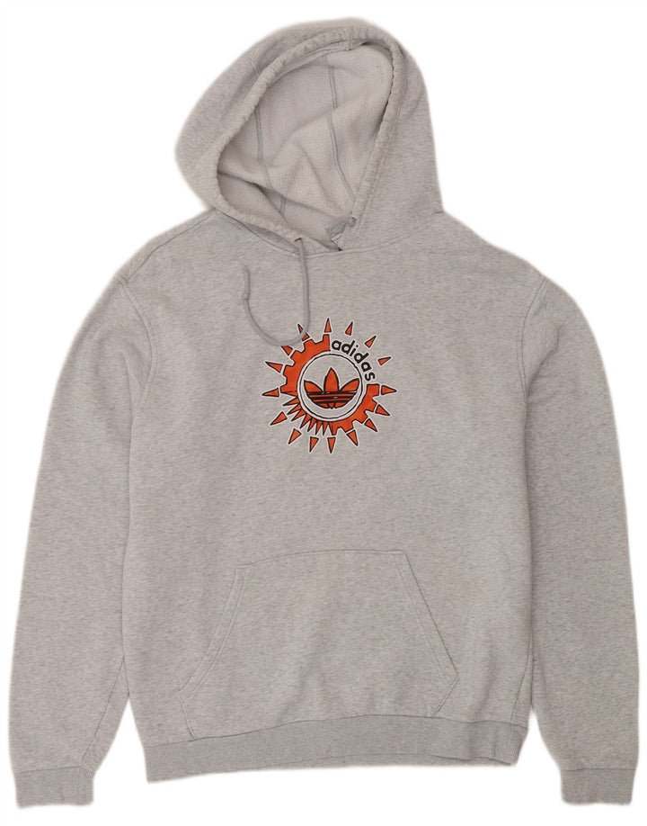 Adidas Mens Graphic Hoodie Jumper Medium Grey Cotton