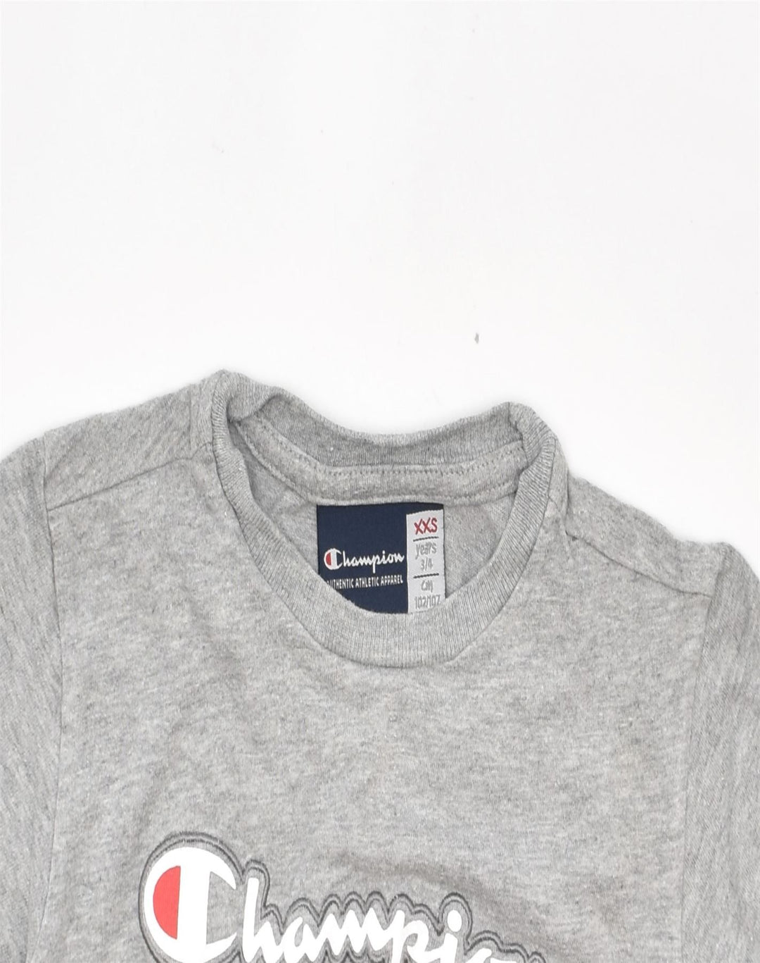 CHAMPION Boys Graphic T-Shirt Top 3-4 Years 2XS Grey Cotton | Vintage | Thrift | Second-Hand | Used Clothing | Messina Hembry 