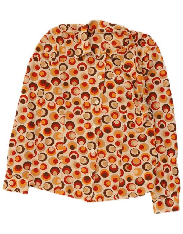 Vintage Womens Shirt Blouse UK 10 Small Multicoloured Geometric Polyamide