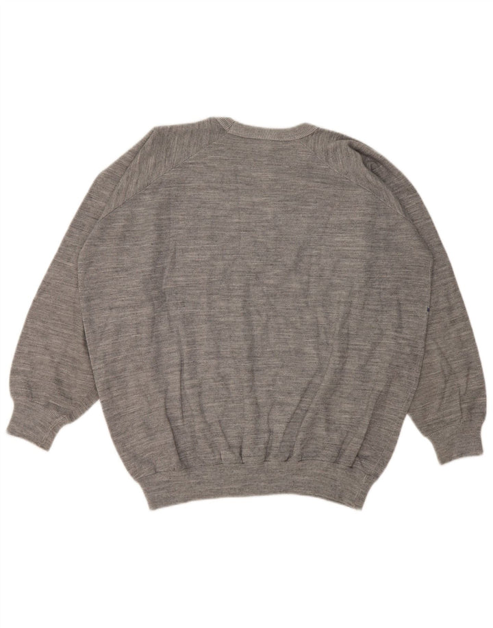 Felpa grafica da uomo vintage in cotone chiazzato grigio medio