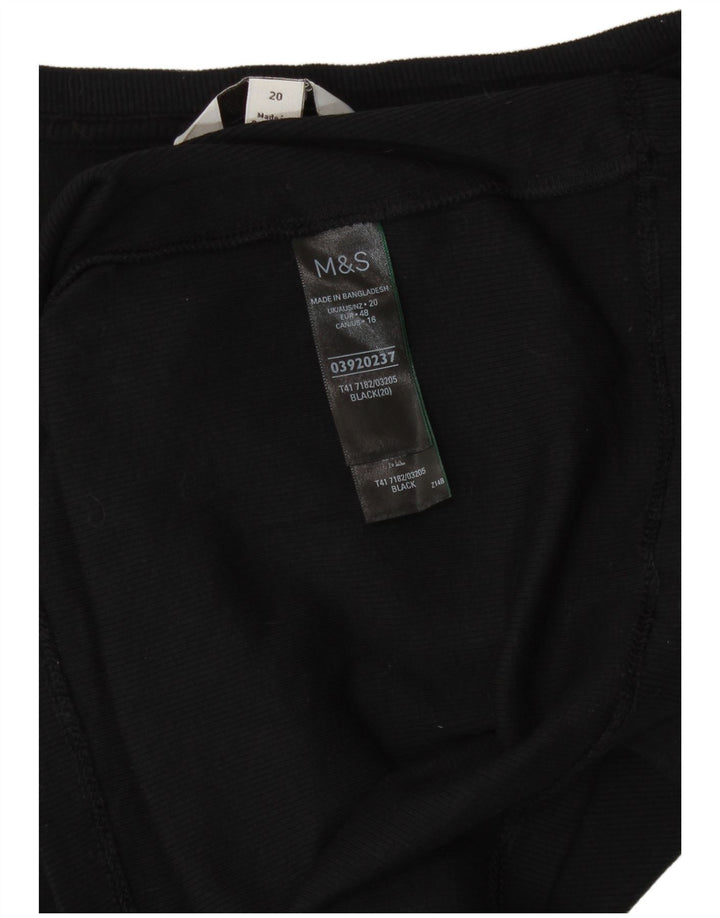 Marks & Spencer Womens Top Long Sleeve UK 20 2XL Black Cotton