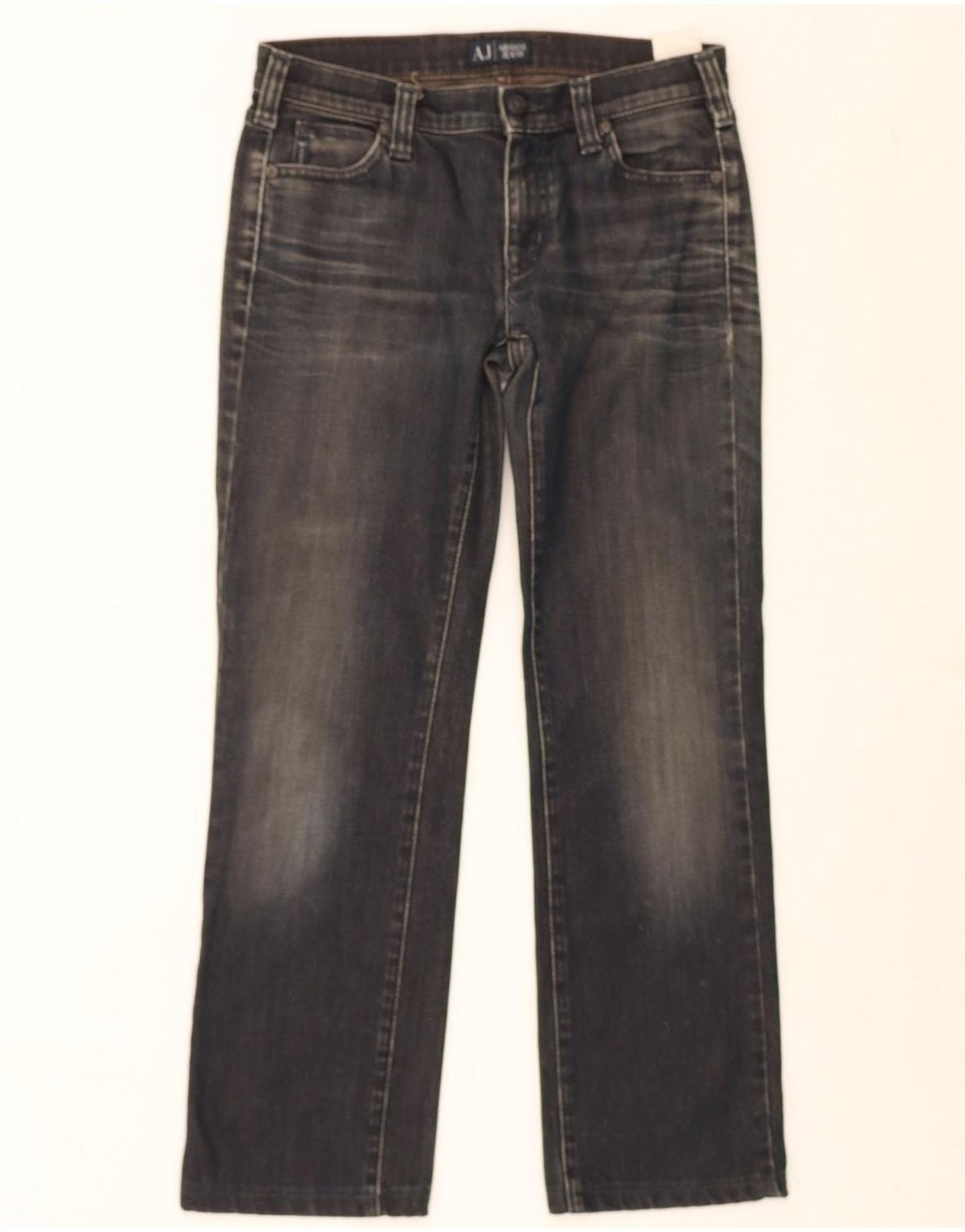 ARMANI Womens Straight Jeans W27 L28 Navy Blue Cotton Vintage Armani and Second-Hand Armani from Messina Hembry 