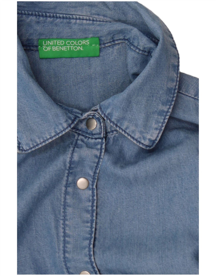 BENETTON Womens Short Sleeve Shirt UK 14 Medium Blue