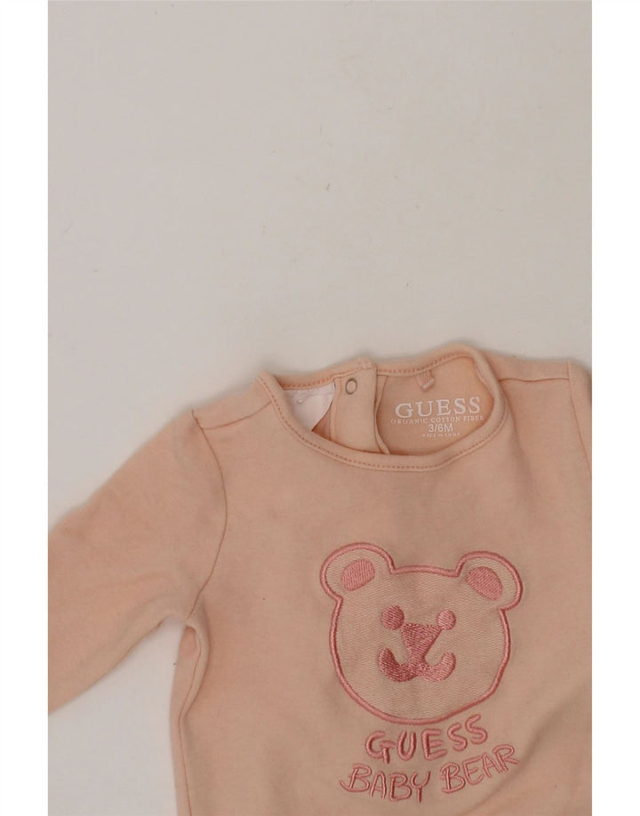 GUESS Baby Girls Graphic Bodysuit 3-6 Months  Pink Cotton Vintage Guess and Second-Hand Guess from Messina Hembry 