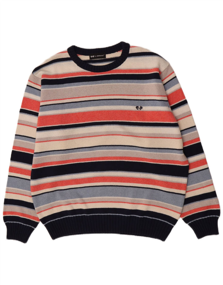 Il Granchio Mens Crew Neck Jumper Sweater Large Multicoloured Striped