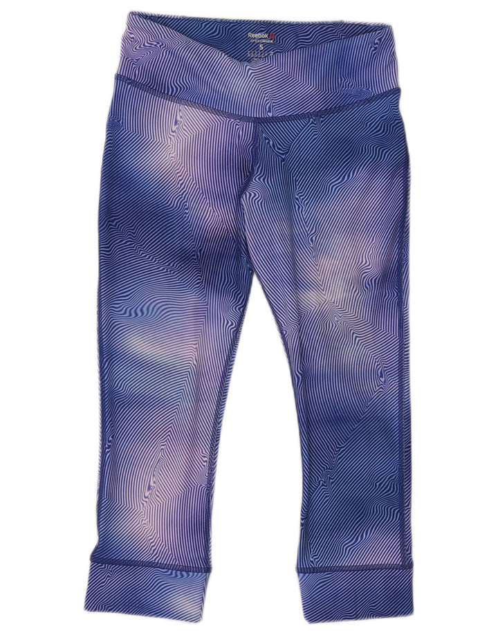 Reebok Womens Capri Leggings UK 8/10 Small  Blue Striped