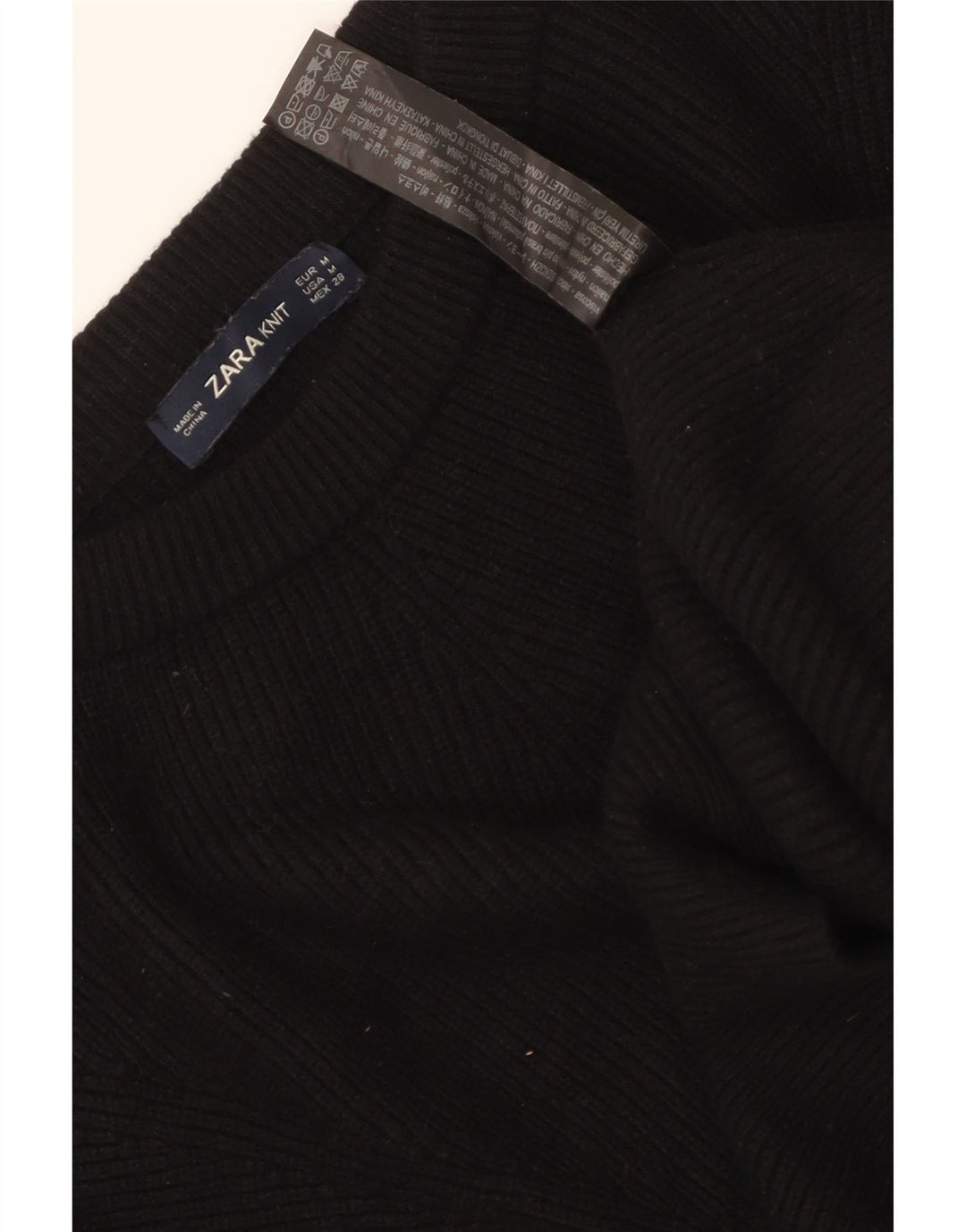 ZARA Womens Crop Oversized Boat Neck Jumper Sweater UK 14 Medium Black
