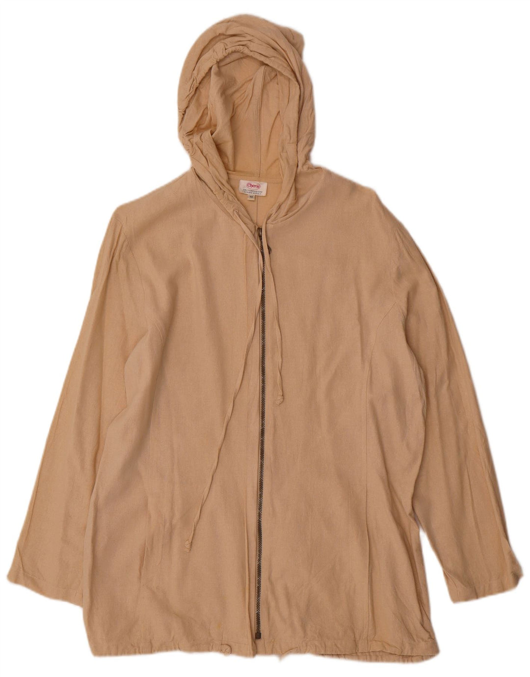 cherie Dame Hooded Bomber Jacket IT 46 Large Beige Silke